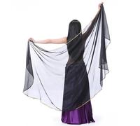 GSCLZ Schals Bauchtanz-Schleier mit Schmetterlings- und Mottenflügeln, einfarbig, Chiffon-Kopftuch, Schal, 250 x 120 cm. Bauchtanz Schleier Halbrund(Black)
