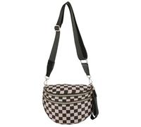 GSenhui Bauchtasche Damen Groß Karierte Crossbody Bag Checkered Gürteltasche Nylon Schachbrett Umhängetasche Breiter Gurt Plaid Crossbag Schwarz