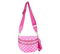 GSenhui Bauchtasche Damen Groß Karierte Crossbody Bag Checkered Gürteltasche Nylon Schachbrett Umhängetasche Breiter Gurt Plaid Crossbag Schwarz