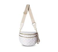 GSenhui Bauchtasche Damen Groß Karierte Crossbody Bag Checkered Gürteltasche Nylon Schachbrett Umhängetasche Breiter Gurt Plaid Crossbag Schwarz