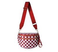 GSenhui Bauchtasche Damen Groß Karierte Crossbody Bag Checkered Gürteltasche Nylon Schachbrett Umhängetasche Breiter Gurt Plaid Crossbag Schwarz