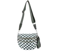 GSenhui Bauchtasche Damen Groß Karierte Crossbody Bag Checkered Gürteltasche Nylon Schachbrett Umhängetasche Breiter Gurt Plaid Crossbag Schwarz
