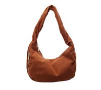 GSenhui Crossbody Bag Damen Cordstoff UmhäNgetasche Mittelgroß Moon Bag Design Handtasche TäGliche Anwendung Braun