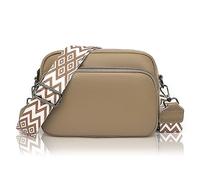 GSenhui Crossbody Bag Damen Echtes Leder Kleine Umhängetasche mit Breitem Gurt Reißverschluss und Abnehmbar Schultergurt Handytasche Zum Umhängen Frauen Schwarz