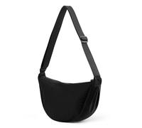 GSenhui Crossbody Bag Damen Halbmond Schultertasche, Hobo Halfmoon Bag Einfarbige Umhängetasche Damen Kleine für Damen Reisen, A 04-schwarz