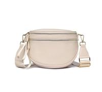 Gsenhui Damen Bauchtasche Mittelgroß Veganes Rindsleder UmhäNgetasche wasserdichte Weiß Brustbeutel Crossbody Bag Damen Geeignet für Reisen, Urlaub und Den TäGlichen Gebrauch