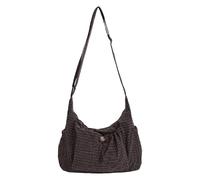 GSenhui Damen Karierte Nylon Schultertasche, Kleine Slouchy Hobo Handtasche mit Kordelzug, Leichte Crossbody Tasche für Alltag, Arbeit und Reisen