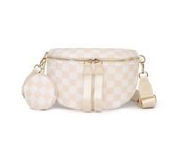 GSenhui Groß Bauchtasche Damen Karierte Crossbody Bag Checkered Umhängetasche Gürteltasche mit Kleine Geldbörse Crossbag Reisen Frau