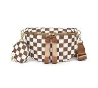GSenhui Groß Bauchtasche Damen Karierte Crossbody Bag Checkered Umhängetasche Gürteltasche mit Kleine Geldbörse Crossbag Reisen Frau