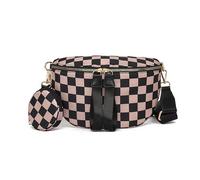 GSenhui Groß Bauchtasche Damen Karierte Crossbody Bag Checkered Umhängetasche Gürteltasche mit Kleine Geldbörse Crossbag Reisen Frau