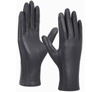 GSG SINCE 1998 Echte Lederhandschuhe Damen Touchscreen Winterhandschuhe Woll Gefütterter Warme Lammfell Autofahrerhandschuhe Grau S