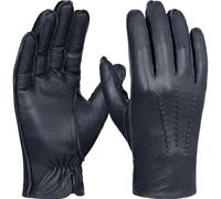 GSG SINCE 1998 Herren Lederhandschuhe aus chromfrei gegerbtem Lammleder mit Touchscreen, Gefüttert mit Wollmix, Winterhandschuhe für Auto & Alltag Navy blau M