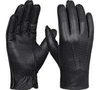 GSG SINCE 1998 Herren Lederhandschuhe aus chromfrei gegerbtem Lammleder mit Touchscreen, Gefüttert mit Wollmix, Winterhandschuhe für Auto & Alltag Schwarz XL