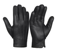 GSG SINCE 1998 Herren Lederhandschuhe Winter - Chromfrei gegerbtes Lammleder, Warm gefüttert mit Wollmix, Fahrerhandschuhe für Alltag Schwarz M