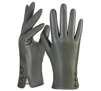 GSG SINCE 1998 Lederhandschuhe Damen Gefüttert aus Chromfreiem Echtleder - Wollfutter Schaffell Warme Handschuhe Damen Touchscreen Grün M