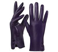 GSG SINCE 1998 Lederhandschuhe Damen Gefüttert aus Echtem Leder Touchscreen Winter Lederhandschuhe mit Fleece Gefüttert Violett S