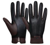 GSG SINCE 1998 Lederhandschuhe Herren aus chromfrei gegerbtem Lammfell - Kaschmir-Wollfutter gefüttert, Touchscreen-fähige Thermo-Handschuhe Herren Ideal als Fahrhandschuhe Dunkelbraun S