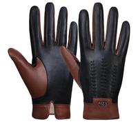 GSG SINCE 1998 Lederhandschuhe Herren aus chromfrei gegerbtem Lammfell - Kaschmir-Wollfutter gefüttert, Touchscreen-fähige Thermo-Handschuhe Herren Ideal als Fahrhandschuhe Bräunen L