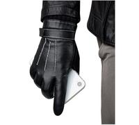 GSG SINCE 1998 Lederhandschuhe Herren aus echtem mit Futter Warm Kunstfell Gefüttert Touchscreen Lammfell Handschuhe Winter Schwarz XL