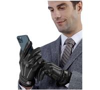 GSG SINCE 1998 Lederhandschuhe Herren aus echtem mit Futter Warm Wolle Gefüttert Touchscreen Lammfell Handschuhe Winter Schwarz S