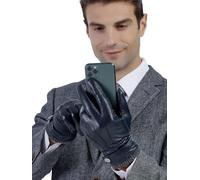 GSG SINCE 1998 Lederhandschuhe Herren aus echtem mit Futter Warm Wolle Gefüttert Touchscreen Lammfell Handschuhe WinterNavy Blau S