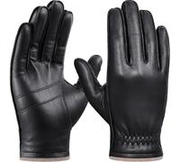 GSG SINCE 1998 Lederhandschuhe Herren - Fahrhandschuhe mit Touchscreen aus chromfrei gegerbtem Schafsleder, Wollfutter gefüttert, Handschuhe Herren Winter für Auto & Alltag Schwarz XL