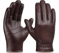 GSG SINCE 1998 Lederhandschuhe Herren - Fahrhandschuhe mit Touchscreen aus chromfrei gegerbtem Schafsleder, Wollfutter gefüttert, Handschuhe Herren Winter für Auto & Alltag Kastanienbraun S