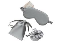 GSHUPIOU Masque de Sommeil, Masque d'oeil zéro Pression, Augenmaske aus Seide, 3-teiliges Set for Damen, nachgeahmte Seide, Schlaf-Augenmaske, Augenklappen(Gris)