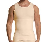 GSKS Herren Body Shaper Compression Tank Top Slimming Shapewear Bauch Unterhemd - Beige - Groß