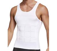 GSKS Herren Body Shaper Slimming Shirt Brust Kompression Shirt Shapewear Tank Top - Weiß - Mittel