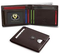 GSOIAX Herren Slim Wallet RFID Blocking Bifold Wallets for Men Minimalist Genuine Leather Carbon Fiber Card Holder Money Clip Thin Mens with Gift Box, Leather Coffee, Slim