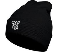 gswirmchsq Beanie-Mütze mit schottischem Hochlandkuh, schwarz, niedliche lustige Kuh-Stickerei, Winter-Strickmütze für Erwachsene, Männer und Frauen, Weiss/opulenter Garten, Einheitsgre