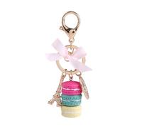 Gsycle Macaron-Schlüsselanhänger - Bunter, niedlicher Schlüsselring aus Metalllegierung mit Macaron- und Eiffelturm-Motiv; Taschenanhänger, Auto-Charm und Deko-Accessoire für Handtasche, (Rosarot)
