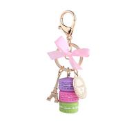 Gsycle Macaron-Schlüsselanhänger - Bunter, niedlicher Schlüsselring aus Metalllegierung mit Macaron- und Eiffelturm-Motiv; Taschenanhänger, Auto-Charm und Deko-Accessoire für Handtasche, (Lila)