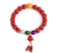 GSZCCZS Feng Shui Armband für Frauen natürlicher Zimt Kürbis Bienenwachs Buddha Kopf Anhänger Perlen Armband Elastisches Armband Anziehungs Geld Amulett Bringen Sie Wohlstand Zimt