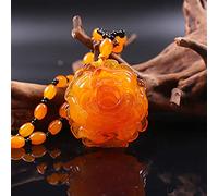 GSZCCZS Feng Shui Halskette mit Bernstein-Reichtums-Anhänger und Harmonie-Schnalle, natürliche authentische Chakra-Heilung, Reiki, Reichtums-Amulett, Glück, Abwehr böser Geister, Glücks-Halskette, E