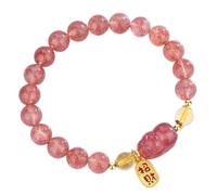GSZCCZS Pixiu-Armband, Feng Shui-Armband für Frauen, Erdbeer-Quarz-Armband, verheißungsvolles chinesisches Drachen-Armband, Reiki-Kristall-Perlen-Armband, Glücks-Amulett, Reichtum und Liebe anziehen