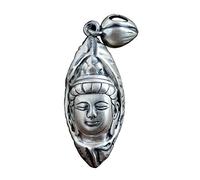 GSZCCZS Vintage 990 Sterling Silber 3D Buddha Head Anhänger Lotus Blattknospen Anhänger für Männer Frauen