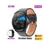 (GT3 Pro schwarzes Leder) Kompatible Huawei GT3 Pro Smartwatch für Erwachsene, 1,39 Zoll HD-Bildschirm,