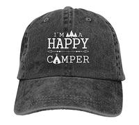 GTDEALS Denim-Kappe mit Aufschrift "I'm A Happy Camper", Baseballkappe, klassisch, verstellbar, Sport, für Männer und Frauen, Schwarz, Einheitsgröße, Parent, One size