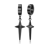 GTHIC Edelstahl-Punk-Kreuz-Creolen für Männer und Frauen, Huggie-Ohrringe, schwarzer Ohrclip