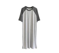 GTHTTT Nachthemd Herren Cotone Einteiliger Schlafanzug Rundhals Kurzarm Männer Nachthemden Spleißen Robes Sleepshirt Bequeme Schlafoveralls,Dark Light Gray,4XL