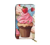 GTKSYNVE Cupcakes und Eiscreme-Ledergeldbörsen für Damen und Herren, RFID-blockierend, große Kapazität, Kreditkartenetui mit Reißverschluss, Damen-Handy-Clutch, Handtasche, Reise-Geldbörse, Geschenke