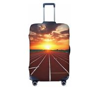 GTKSYNVE Dusk Running Track Gepäckabdeckung für Koffer, TSA-geprüft, Spandex, Stretch-Koffer-Schutz, waschbare Gepäckhüllen, Reisegepäckhülle, große Anzughülle, passend für 45,7 - 81,3 cm, Schwarz , M