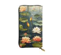 GTKSYNVE Flower Pond Ledergeldbörsen für Damen und Herren, RFID-blockierend, große Kapazität, Kreditkartenetui mit Reißverschluss, Handy-Clutch, Handtasche, Reise-Geldbörse, Geschenke für Geburtstag