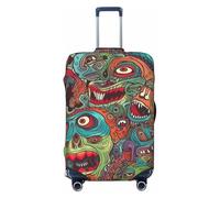 GTKSYNVE Gepäckhülle, abstraktes Monster-Design, TSA-zugelassen, dehnbare Spandex-Schutzhülle, waschbar, Reisegepäck-Abdeckung, große Schutzhülle für 45,7 - 81,3 cm, Schwarz , M