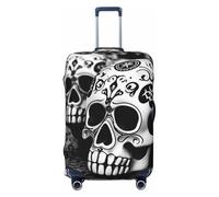 GTKSYNVE Gepäckhülle aus Elastan, dehnbar, waschbar, mit schwarz-weißen Totenköpfen, für 45,7-81,3 cm große Koffer, Schwarz, S, Schwarz , S
