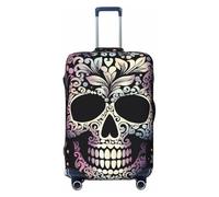 GTKSYNVE Kofferhülle, mit Totenkopf-Motiv, TSA-zugelassen, dehnbarer Spandex-Schutz, waschbar, Reisegepäck-Abdeckung, groß, für 45,7-81,3 cm, Schwarz , L