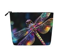 GTKSYNVE Make-up-Tasche aus künstlichem Hanf, Mehrzwecktasche, Reise-Bleistifttasche für Damen und Herren, bunte Libellen-Kunst-Kosmetiktasche mit Reißverschluss, ästhetischer Münzbeutel