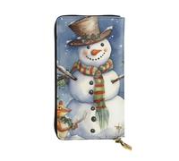 GTKSYNVE Winter-Schneemann-Ledergeldbörsen für Damen und Herren, RFID-blockierend, große Kapazität, Kreditkartenetui mit Reißverschluss, Damen-Handy-Clutch, Handtasche, Reise-Geldbörse, Geschenke für